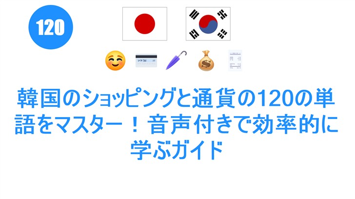 韓国のショッピングと通貨の120の単語をマスター！音声付きで効率的に学ぶガイド